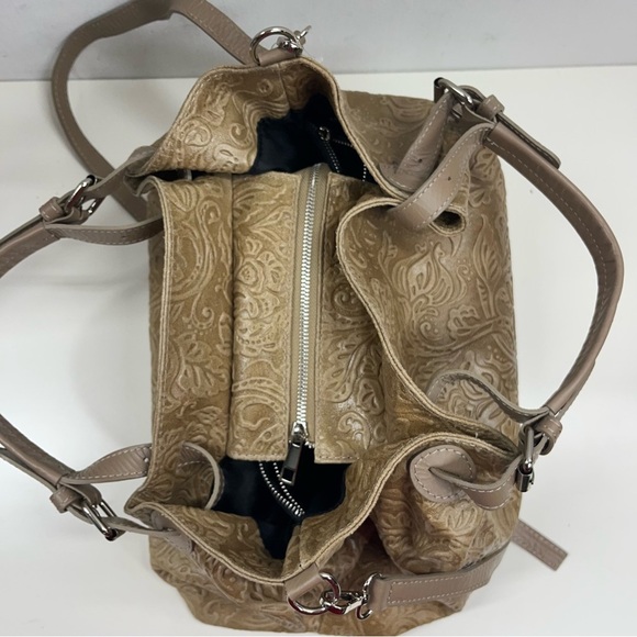 ISADORA XL Hand Tooled Leather Tote/Travel Bag in Cappuccino NWOT - Picture 5 of 9